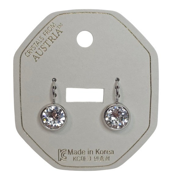 New! Clear Roundearringscrystals From Austria Platinum Plated Leverback 10mm